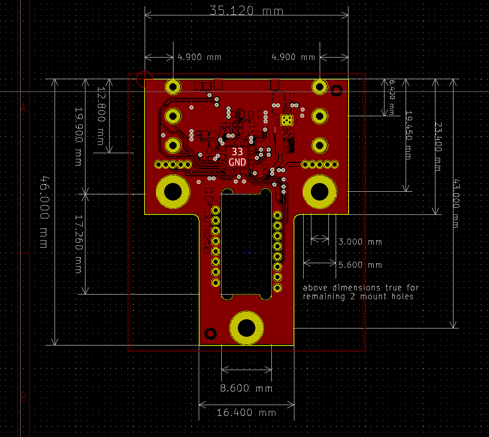 This picture shows the dimensions of the Zaunkoenig M1K PCB.